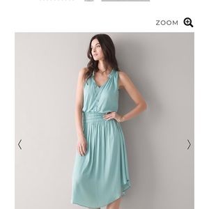 White House Black Market Smocked Waist Satin Halter Dress